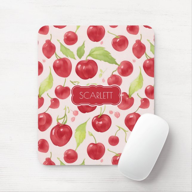 Big Cherry Watercolor Farbenfrohe Persönliches Mus Mousepad (Mit Mouse)