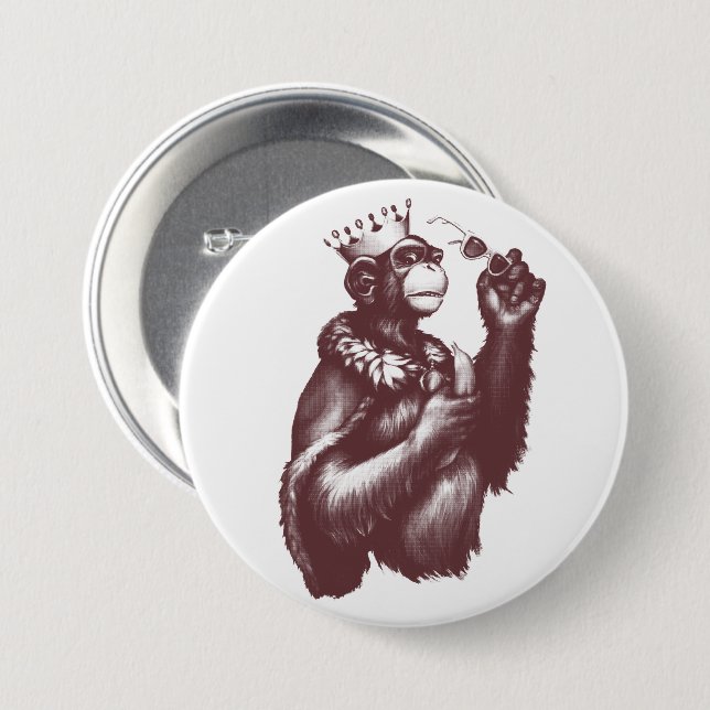 Big Chimpin' (Monochrom) Button (Vorne & Hinten)