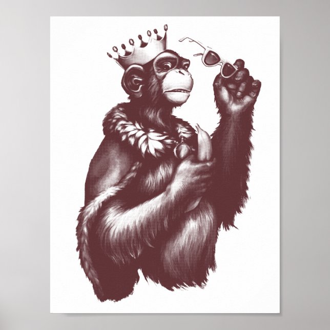 Big Chimpin' (Monochrom) Poster (Vorne)