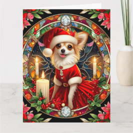 Big Christmas Card Chihuahua in Santa Dress Karte