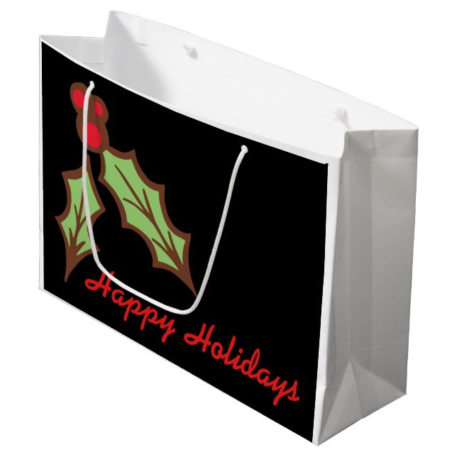 Big Christmas Holly Geschenktasche Große Geschenktüte (Vorderseite Schrägansicht)