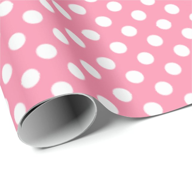 Big Circles Muster Flamingo Pink Geschenkpapier (Rolleneckpunkt)