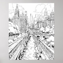 Big City Park Coloring Poster