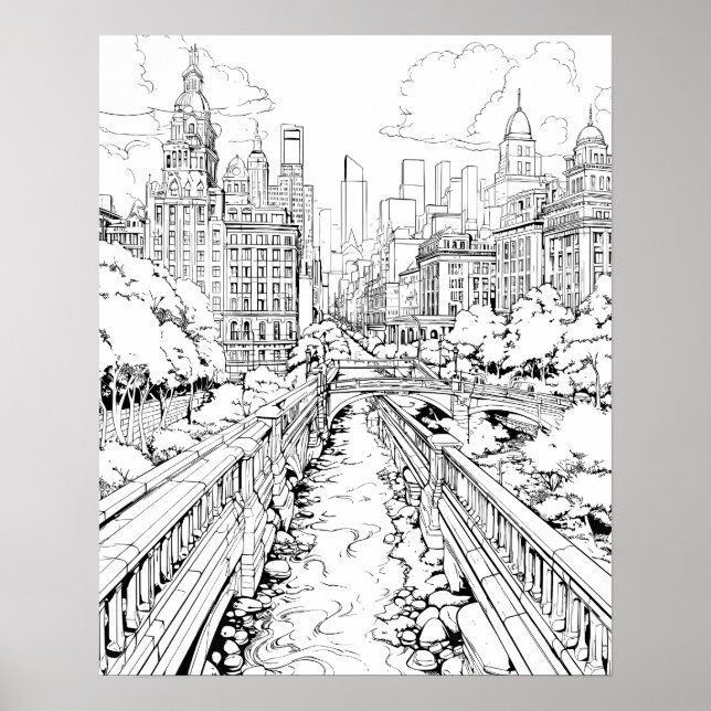 Big City Park Coloring Poster (Vorne)