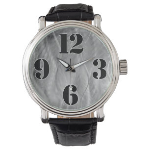 Big Clock-Nummern auf grauem Abstraktem Metall Armbanduhr