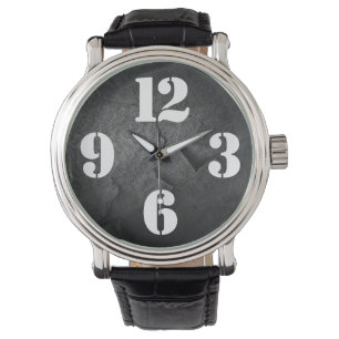 Big Clock-Zahlen auf schwarzem Schiefer Armbanduhr