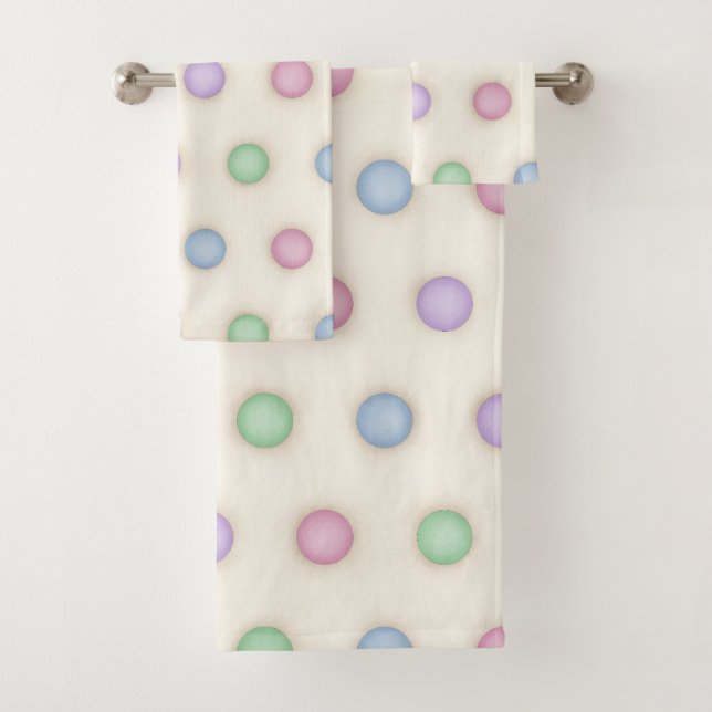 Big Colorful Pastel Polka Dots Badhandtuch Set (Insitu)