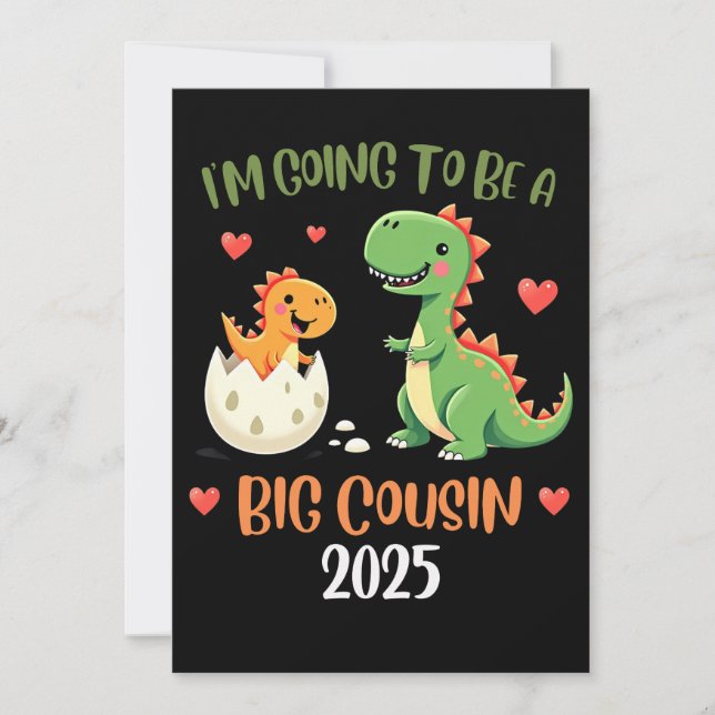 Big Cousin Dinosaur werde Cousin Baby Rex Einladung (Vorderseite)
