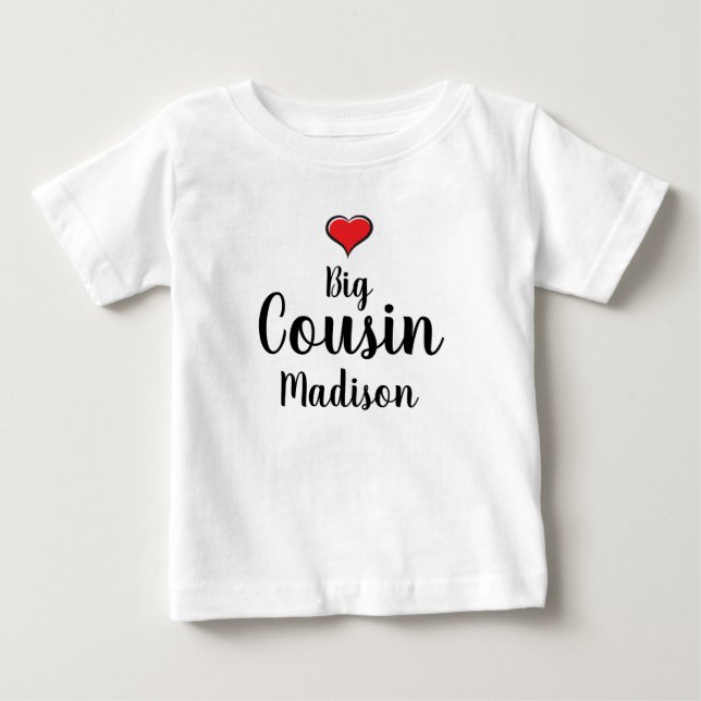 Big Cousin Personalisiert Baby T-shirt (Vorderseite)