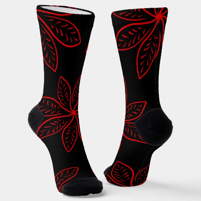 Big Crimson Pattern auf schwarz Socken (Gewinkelt)