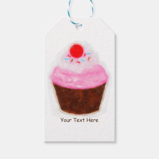 Big Cupcake & Cherry Gastgeschenk Geschenkanhänger (Vorderseite)