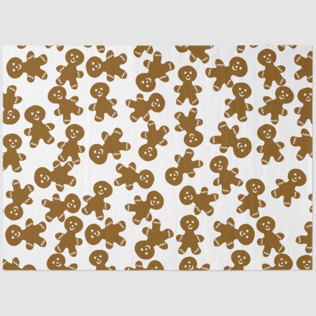 Big Cute Gingerbread Man Pattern on White Seidenpapier (Vorderseite)