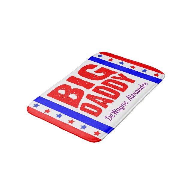 Big Daddy US Flagge mit deinem Namen Badematte (Schrägansicht)