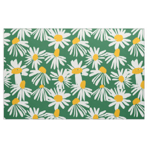 Big Daisy Green White Yellow Pattern Stoff