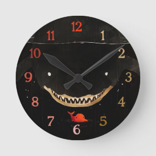 Big Dark Shark Runde Wanduhr