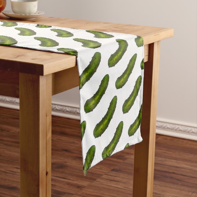 Big Dill Green Kosher Deli Dill Pickle Print Kurzer Tischläufer (Beispiel)