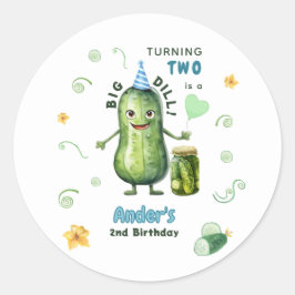 Big Dill Pickle Boy Birthday Any Age Runder Aufkleber