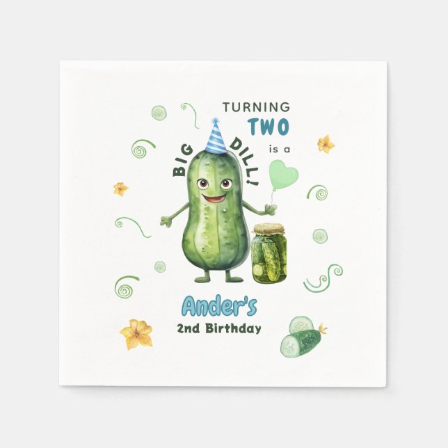 Big Dill Pickle Boy Birthday Any Age Serviette (Vorderseite)