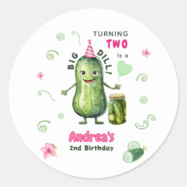 Big Dill Pickle Girl Birthday Any Age Runder Aufkleber