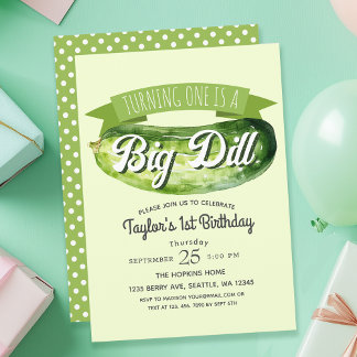 Big Dill Pickle Kinder 1. Geburtstag Einladung