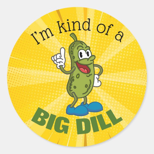 Big Dill Pickle Pup Button Runder Aufkleber (Vorderseite)