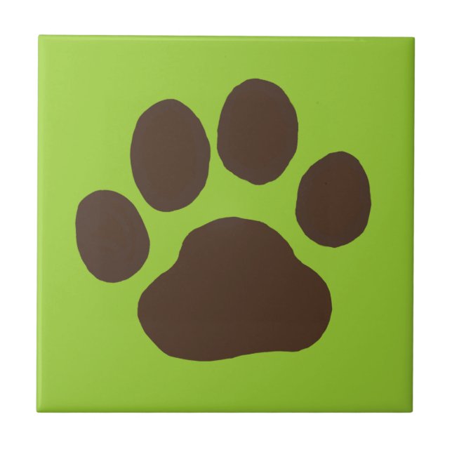 Big Dog Paw Print mit benutzerdefinierter Hintergr Fliese (Vorderseite)