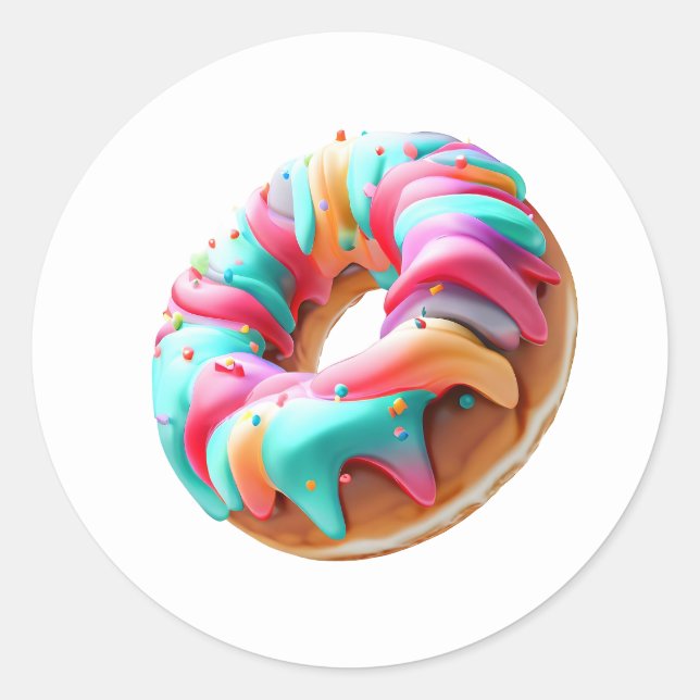 Big Donut Niedlich Runder Aufkleber (Vorderseite)
