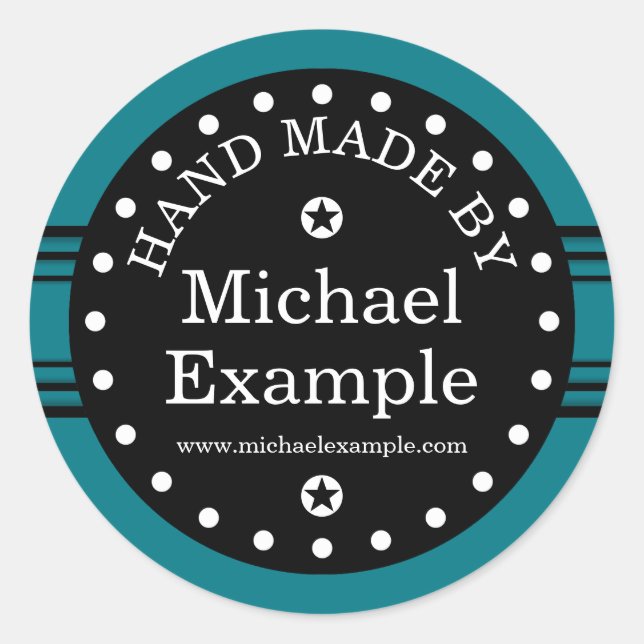 Big Dot & Stripes schwarz + Ihr Rücken. Ideen Runder Aufkleber (Vorderseite)