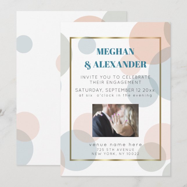 Big Dots Confetti Verlobung Foto Frame Einladung (Vorne/Hinten)