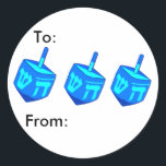Big Dreidel-Paketaufkleber Runder Aufkleber<br><div class="desc">Ein großes blaues Dreifach, das jeden daran erinnert, dass der Leuchtturm hier ist! Happy Chanukah</div>