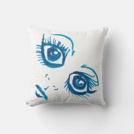 Big Eye Blue Print Pillow Kissen