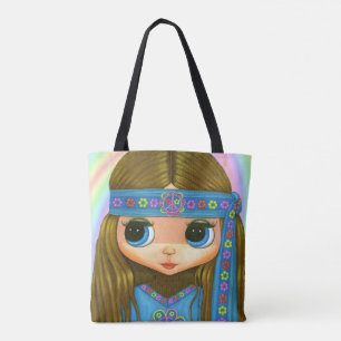 Big Eye Hippie Chick Girl Peace Sign "60er" 70er Tasche