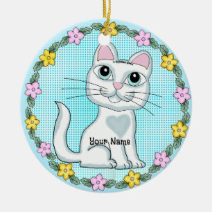 Big Eye Kitten Cat Keramik Ornament