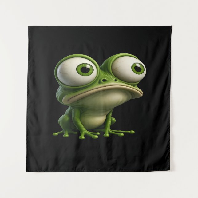 Big-Eyed Cartoon Frog Wandteppich (Vorderseite)