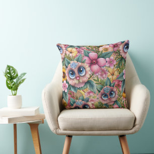 Big Eyes and Flowers Design Collection Kissen