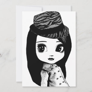 Big Eyes niedlich Girl Fedora Kunstvoll wandern im Dankeskarte