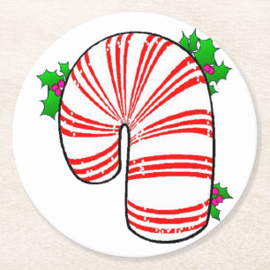 Big Fat Candy Cane Runder Pappuntersetzer