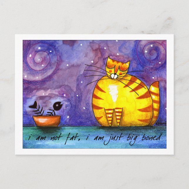 Big Fat Yellow Cat - PostCard Postkarte (Vorderseite)