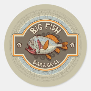 Big Fish Bar and Grill Poster Runder Aufkleber