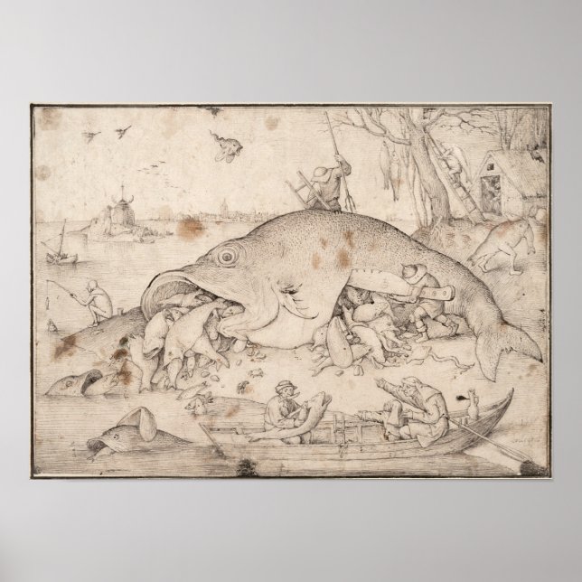 Big Fish Eat Little Fish by Pieter Bruegel Poster (Vorne)