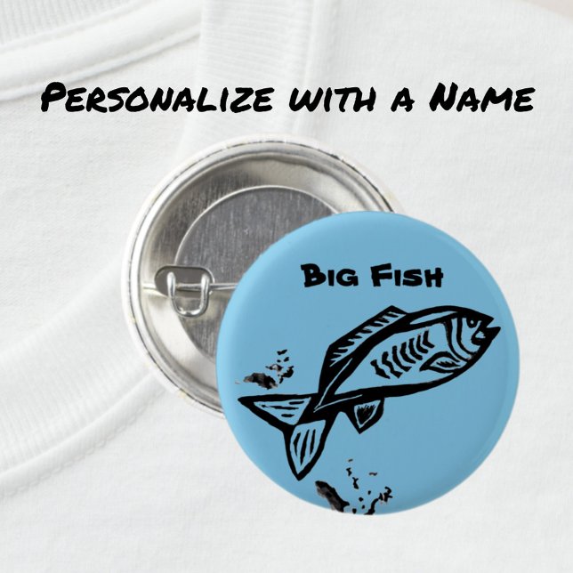 Big Fish primitive Art Black Line Zeichnend und Na Button (Von Creator hochgeladen)