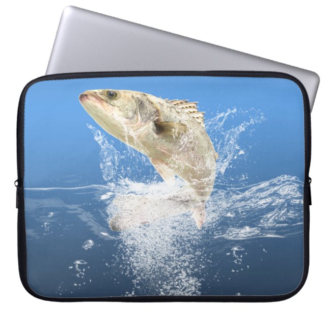 Big Fish Splashing Blue Water Laptopschutzhülle (Vorderseite)