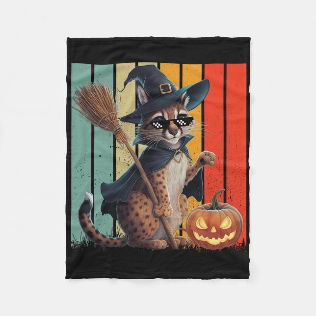Big Floppa Meme Caracal Cat Halloween Fleecedecke (Vorderseite)