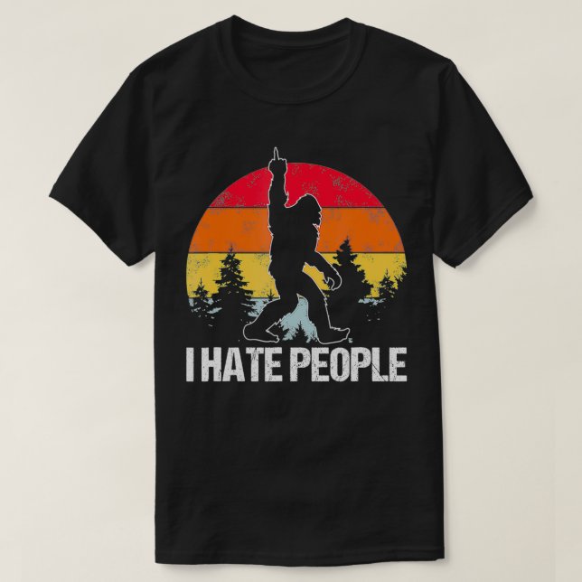 Big Foot I Hasse Menschen Middle Finger Sasquatch  T-Shirt (Design vorne)