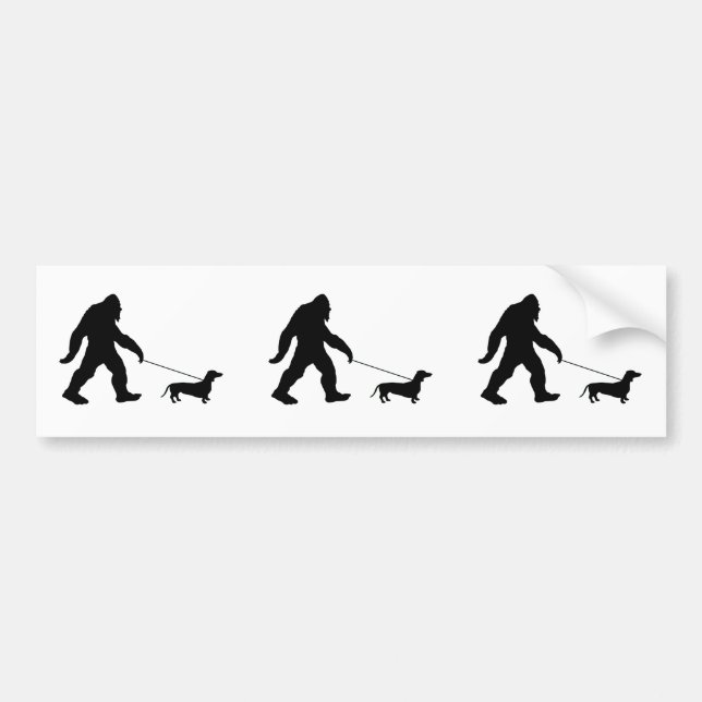 Big Foot läuft seinen Hund Autoaufkleber (Vorne)