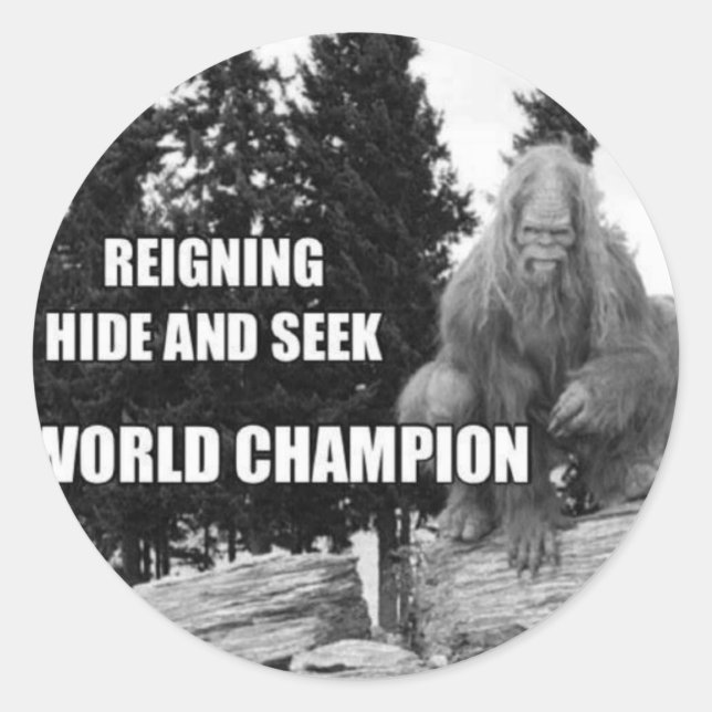 Big Foot , Sasquatch Hide und Suchdesign Runder Aufkleber (Vorderseite)