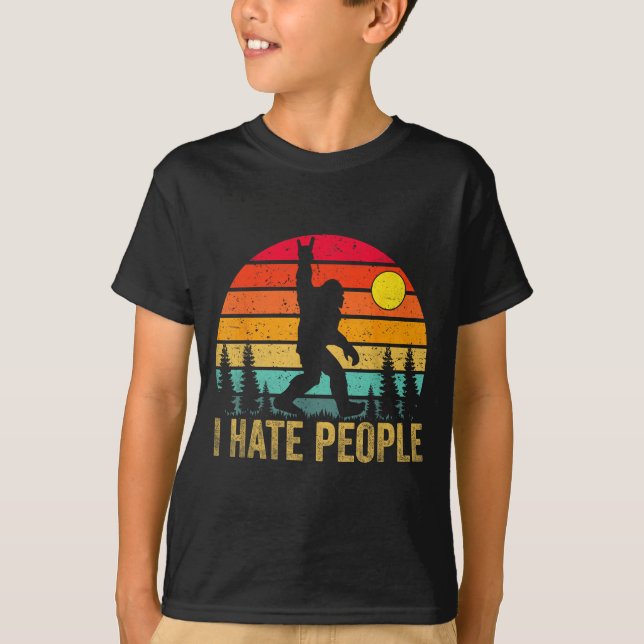 Big Foot Sasquatch I Hate People Funny Bigfoot Vin T-Shirt (Vorderseite)