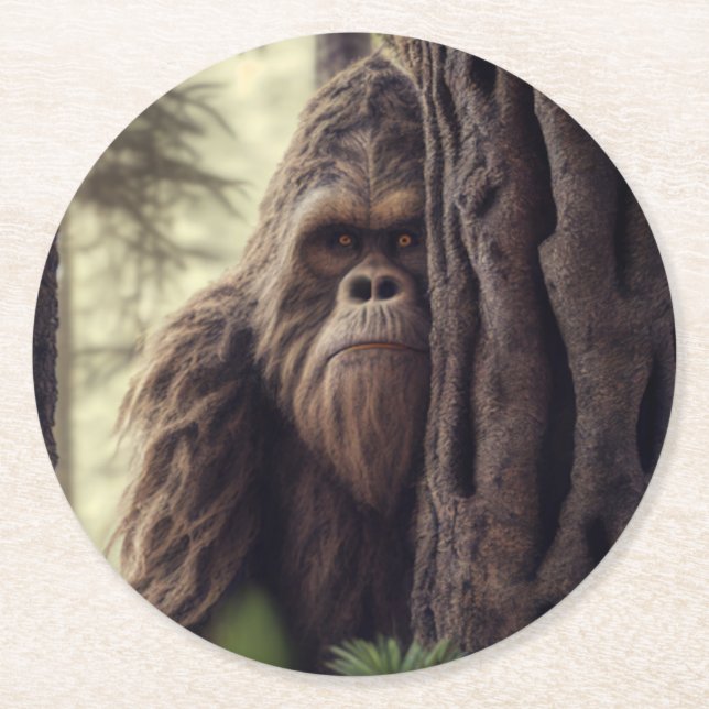 Big Foot/Sasquatch Runder Pappuntersetzer (Vorderseite)