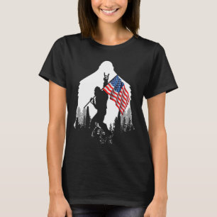 Big Foot Shirt - Bigfoot Sasquatch American Flag P