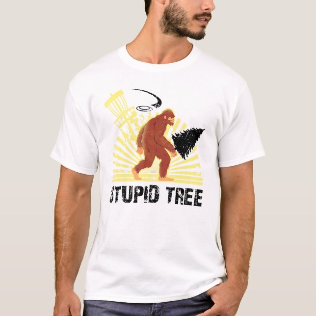 Big Foot Stupid Tree Disk Golf Cooles Design für M T-Shirt (Vorderseite)